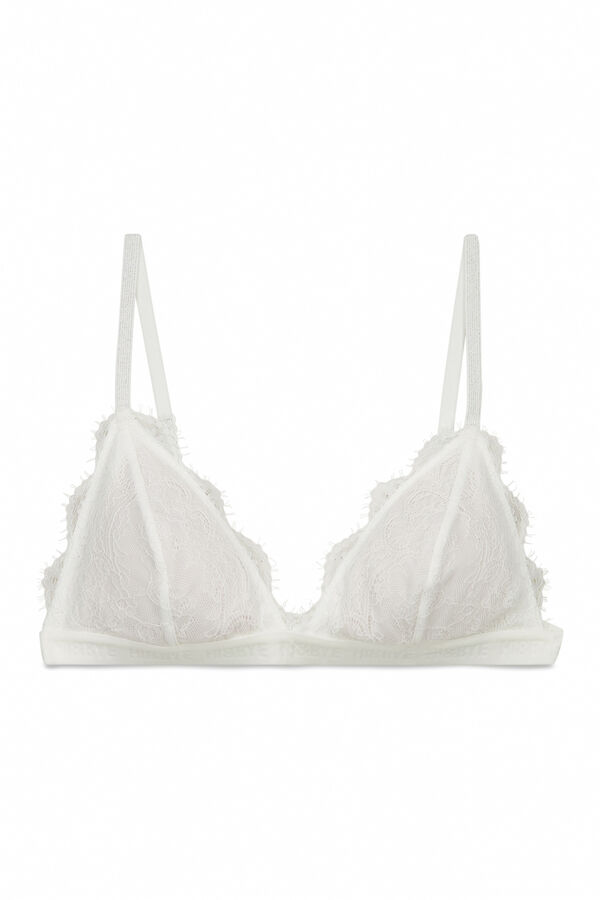 HI&BYE Brasier triangular de encaje blanco marfil