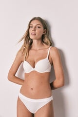 Women'secret Panty cl&aacute;sica acostillada de algod&oacute;n blanca marfil
