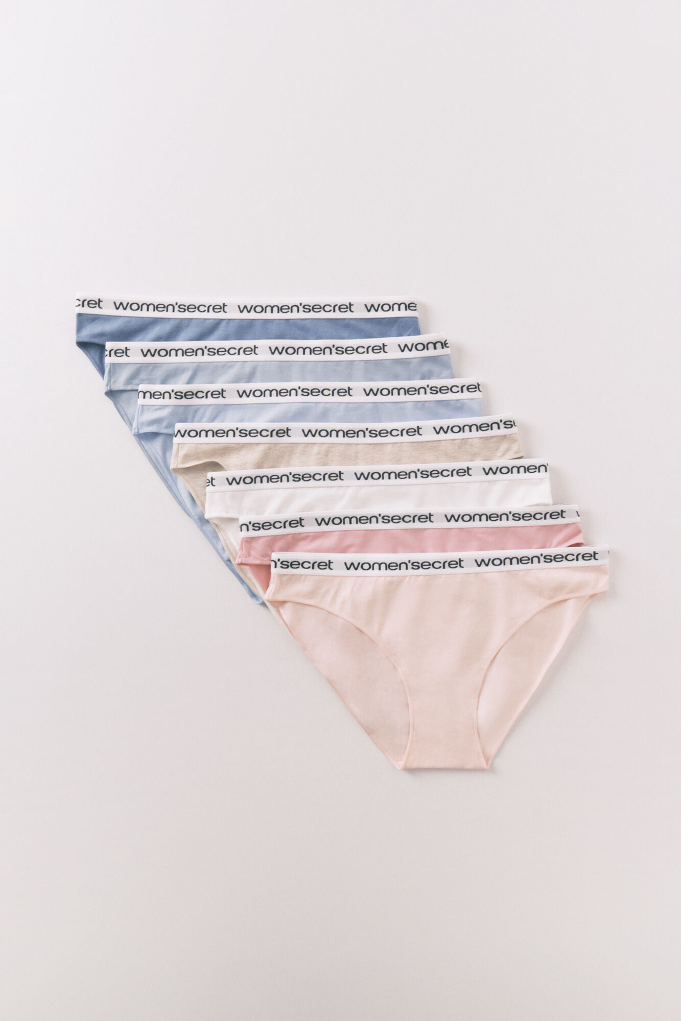 Women'secret Pack 7 panties cl&aacute;sicas de algod&oacute;n con logo