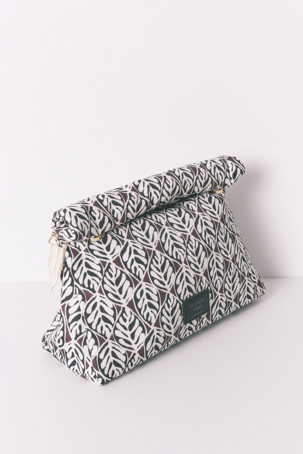 Womensecret Neceser grande acolchado con estampado de hojas  estampado