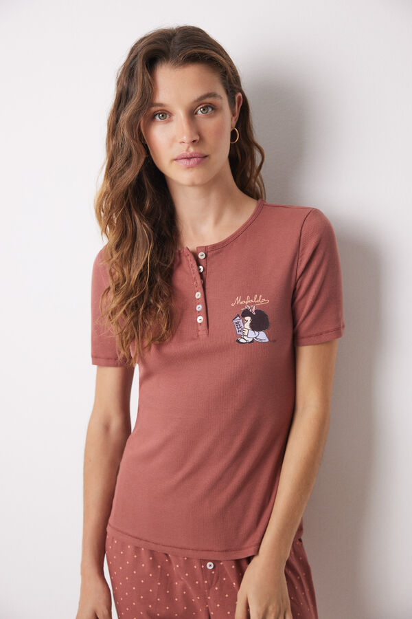 Womensecret Pijama algodón Mafalda café café