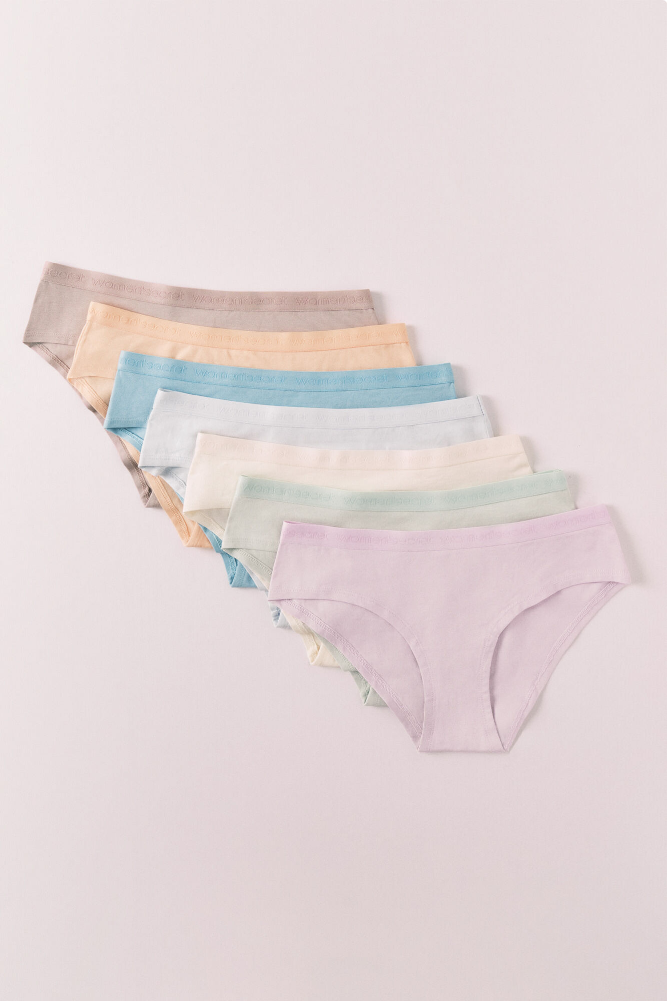 Women'secret Pack 7 panties anchas de algod&oacute;n lisas logo