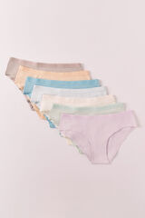 Women'secret Pack 7 panties anchas de algod&oacute;n lisas logo blanco