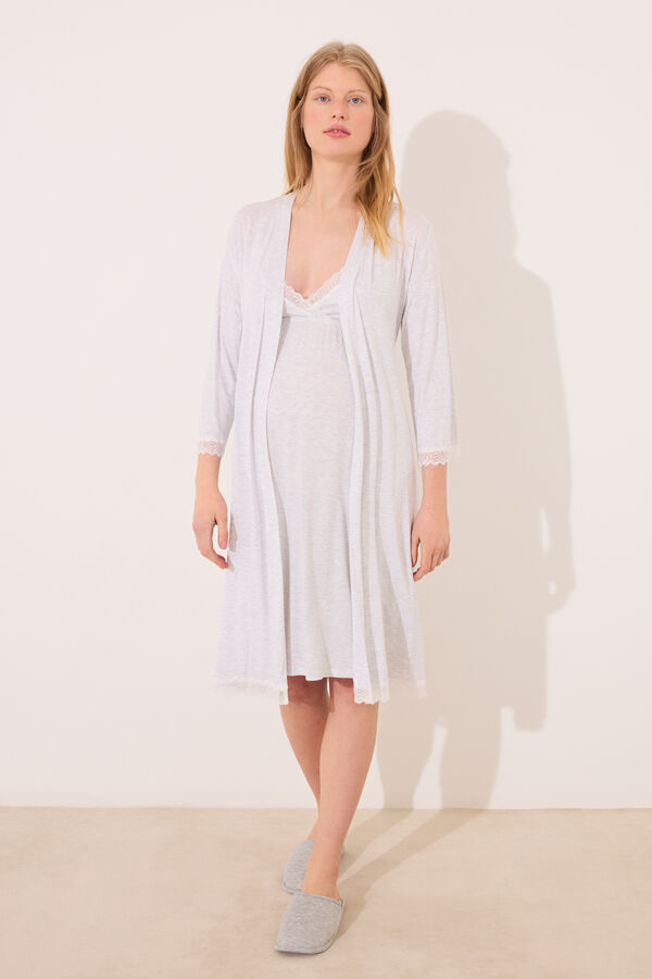 Womensecret Bata midi " premamá " de soft touch en color gris gris