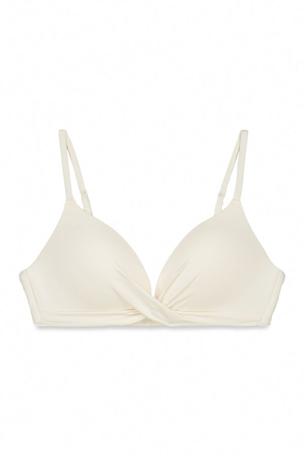 Women'secret Top de bikini cruzado push up blanco marfil