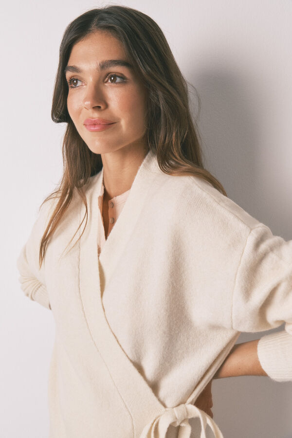 Womensecret Cárdigan de punto beige marfil
