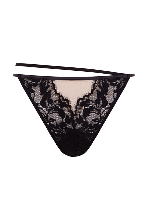 Womensecret Panty brasileño tira encaje negro negro