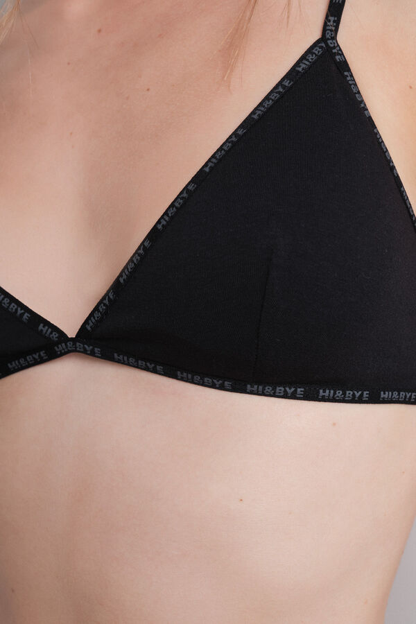 HI&BYE Brasier triangular de algodón con copas extraíbles negro negro