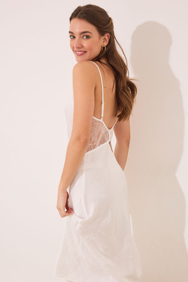 Womensecret Camisón midi satín blanco marfil