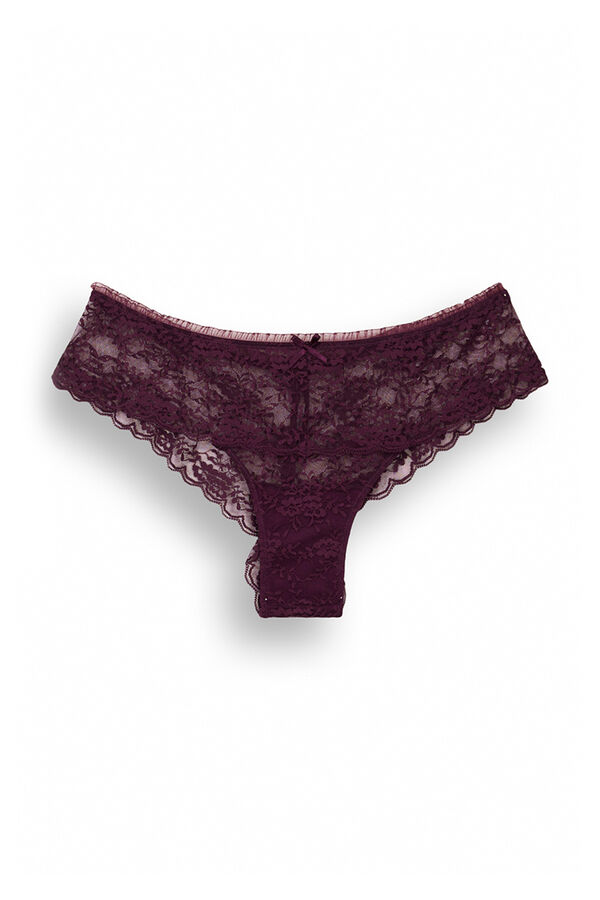 Womensecret Panty clásico encaje burdeos morado/lila