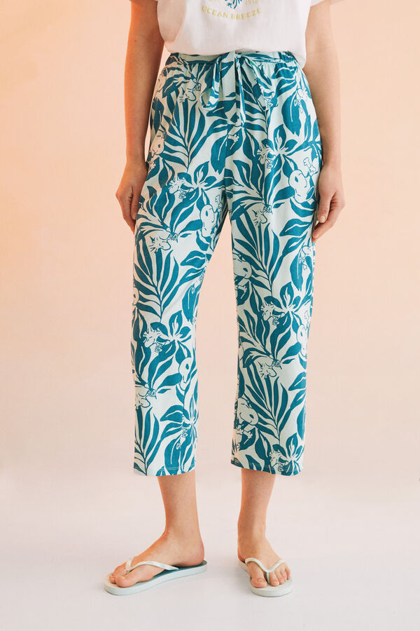 Womensecret Pantalón largo Capri 100% algodón Snoopy estampado