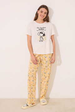 Womensecret Pijama larga Snoopy manga corta marfil