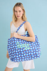 Womensecret Bolso tote estampado azul estampado