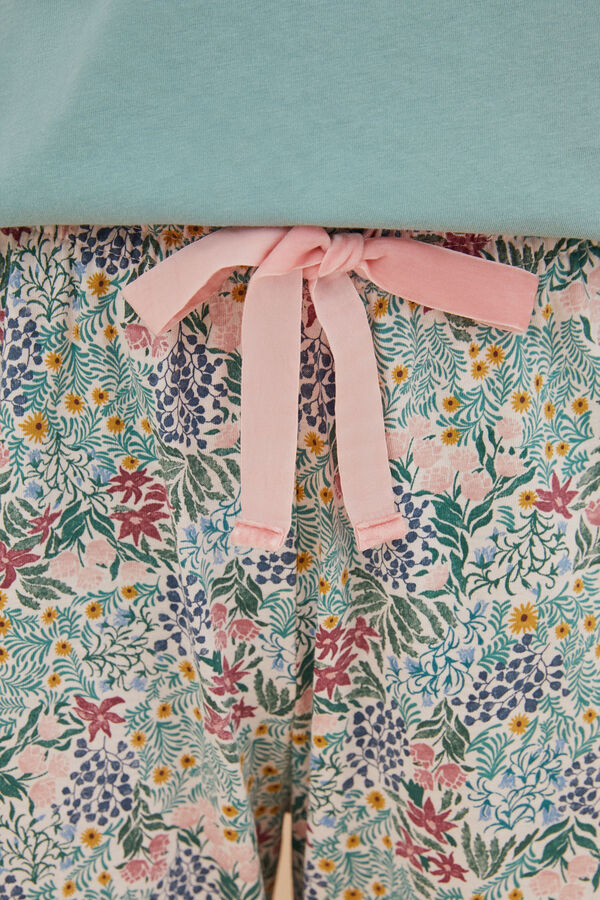 Womensecret Pantalón largo 100% algodón estampado flores Moniquilla estampado