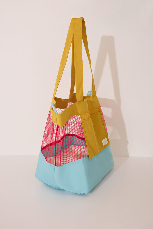 Womensecret Bolsa de bolsa de malla y nailon con estampado blanco. blanco