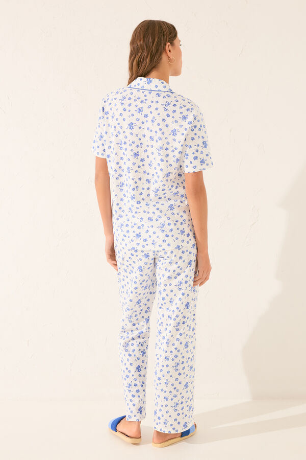 Womensecret Pijama camisera con estampado floral blanco blanco