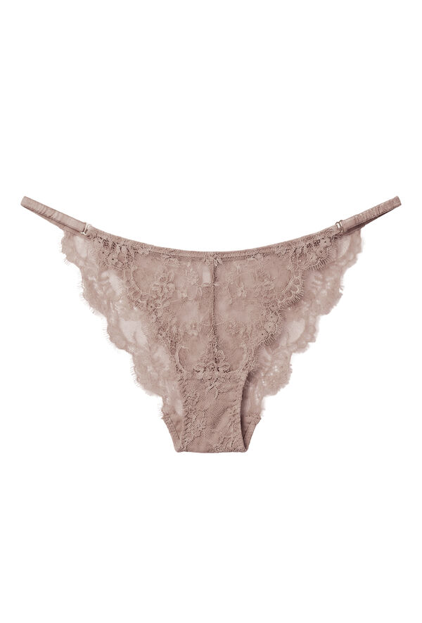 Women'secret Panty brasile&ntilde;o de encaje marr&oacute;n caf&eacute;