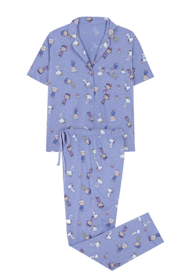 Womensecret Pijama camisera 100% algodón Snoopy azul estampado