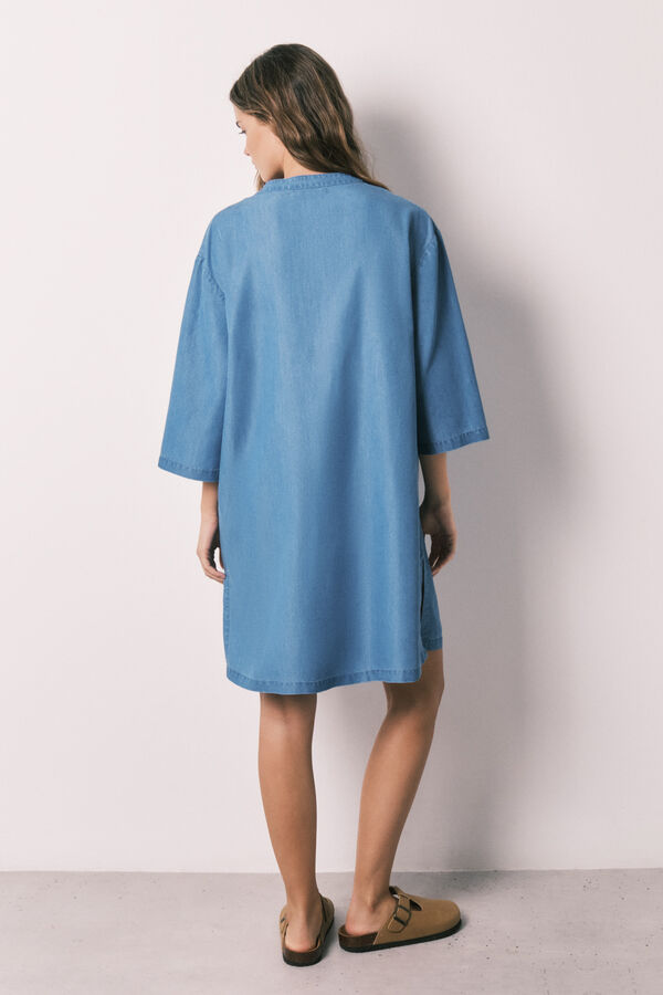 Women'secret Playera de dormir corta de mezclilla ligera azul azul