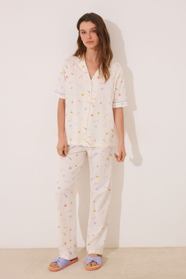 Womensecret Pijama camisera 100% algodón con estampado “J´ADORE” estampado