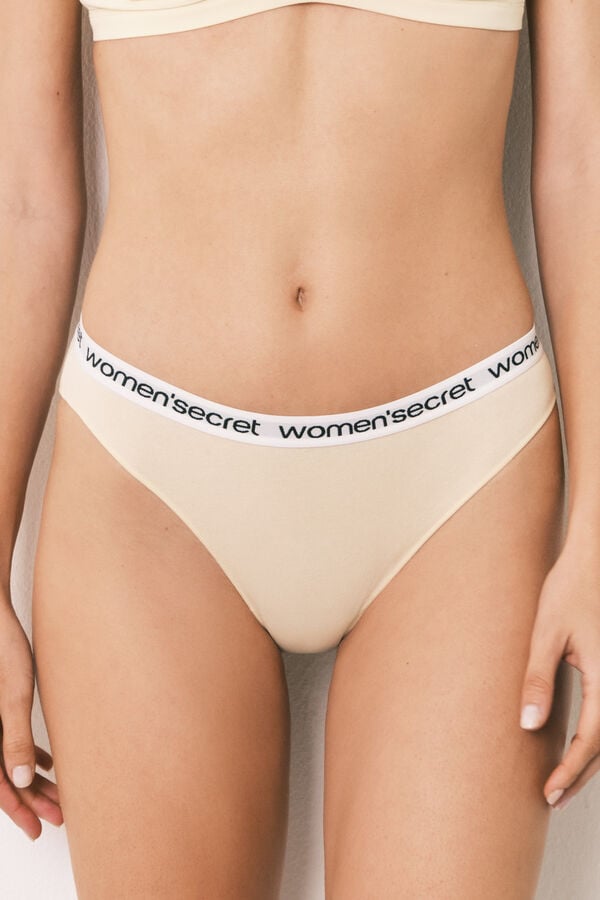 Women'secret Pack 7 panties cl&aacute;sicas de algod&oacute;n lisas logo blanco