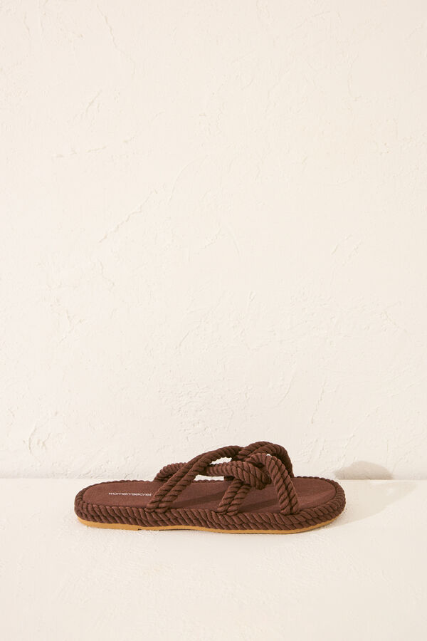 Womensecret Sandalias marrones tiras cruzadas café
