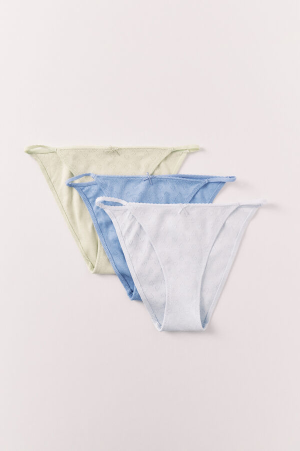 Women'secret Pack 3 panties cl&aacute;sicas de algod&oacute;n con corazones blanco