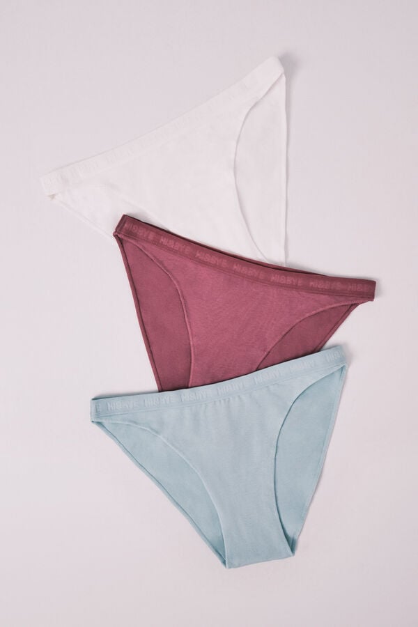 HI&BYE Pack 3 panties cl&aacute;sicas de algod&oacute;n verde multicolor