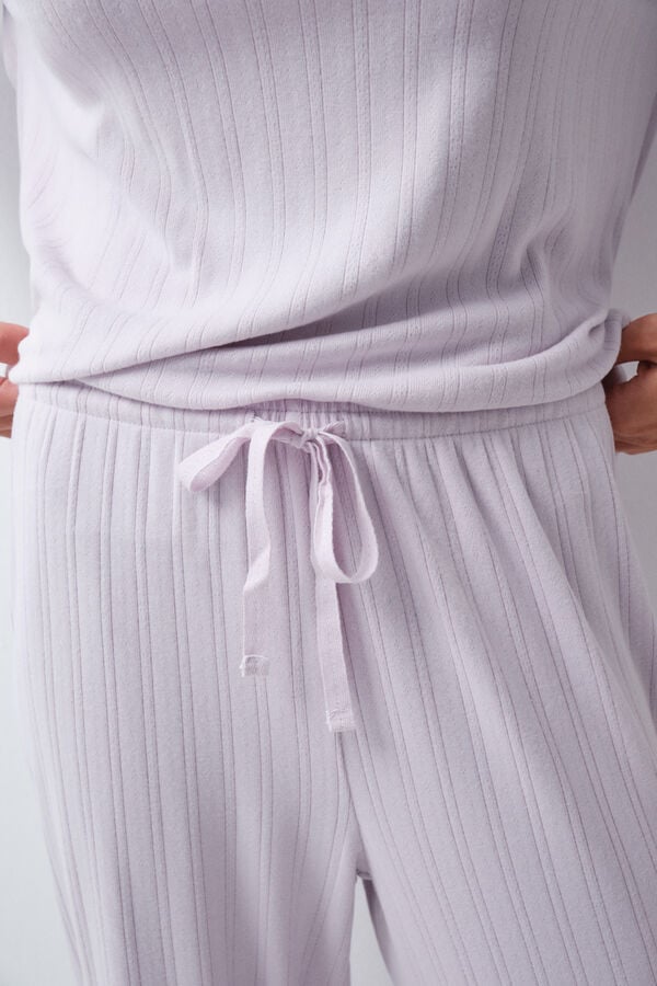 Women'secret Pijama larga de rayas malva morado/lila