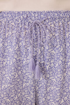 Womensecret Pijama capri 100% algodón flores blancas marfil