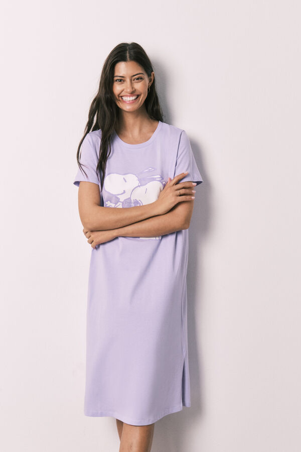 Women'secret Camis&oacute;n de algod&oacute;n Snoopy lila morado/lila