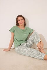 Womensecret Pijama Capri 100% algodón verde verde