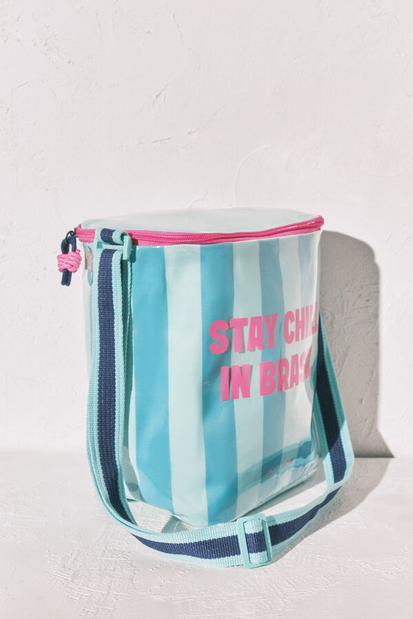 Women'secret Bolsa refrigerante de rayas azul verde