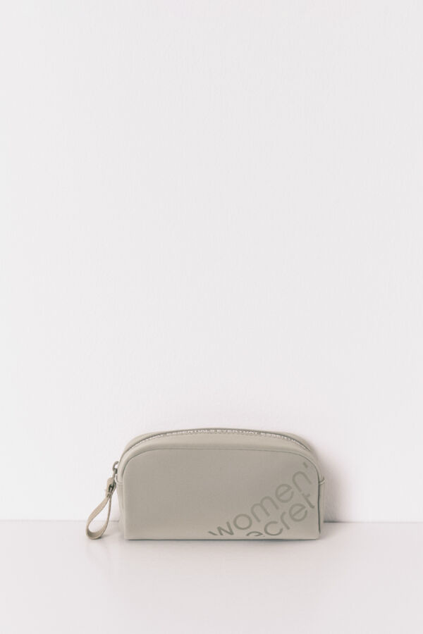 Womensecret Pequeño neceser de goma color caqui metalizado kaki