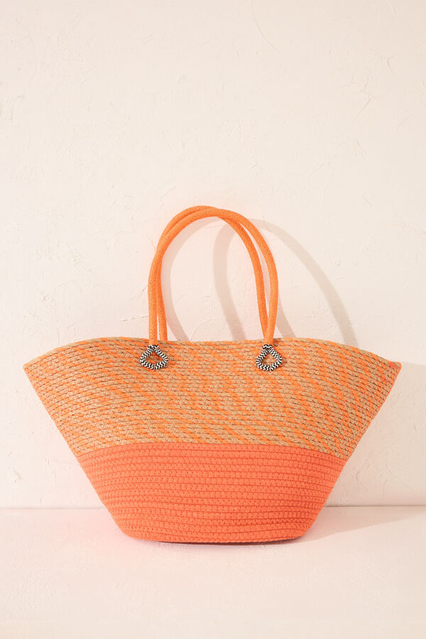 Womensecret Bolso de bolsa bolsa de playa de rafia naranja, bolsa naranja