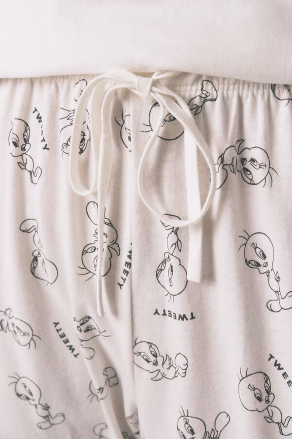 Women'secret Pijama larga Tweety Bird 100% algodón marfil