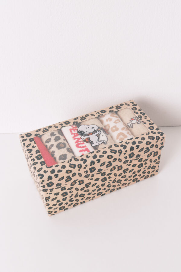 Women'secret Paquete de 6 calcetines largos de algodón de Snoopy estampado