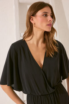 Womensecret Jumpsuit largo negro lazo cintura negro