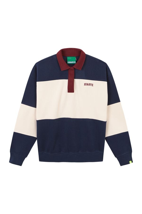 HI&BYE Sudadera polo maxi de rayas azul azul