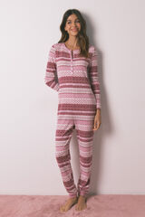 Women'secret Pijama jumpsuit con borde largo rosa