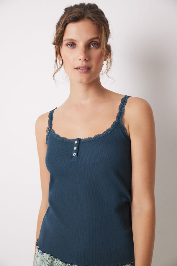 Womensecret Playera tirantes canalé algodón verde verde