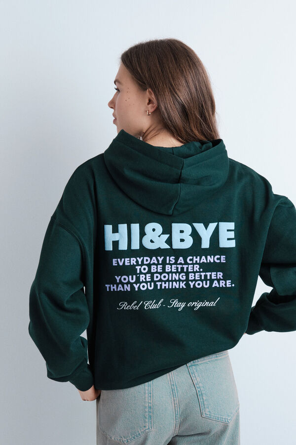HI&BYE Sudadera con capucha de felpa verde verde