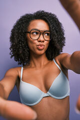 HI&BYE Brasier push up de algod&oacute;n azul azul