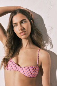 Women'secret Top bikini horizontal estampado geom&eacute;trico rosa