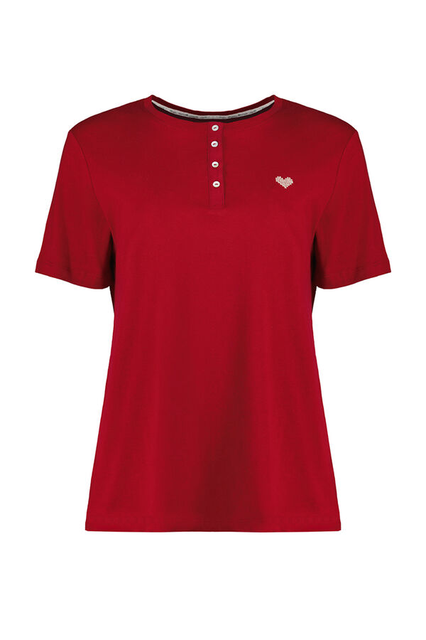 Womensecret Camiseta 100% algodón roja rojo
