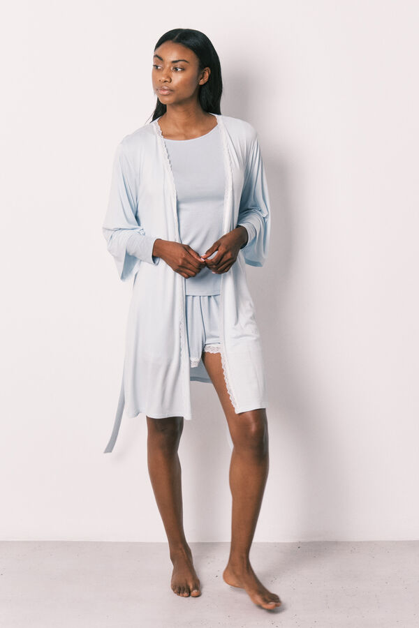 Women'secret Bata midi de tacto suave de viscosa azul azul