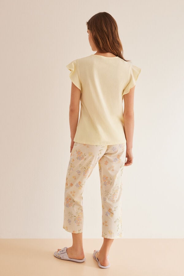 Womensecret Pijama 100% algodón flores amarillo amarillo