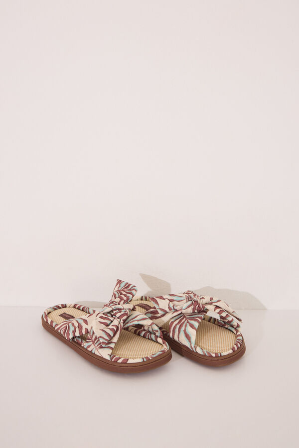 Womensecret Pantuflas para casa de rafia tropical verde