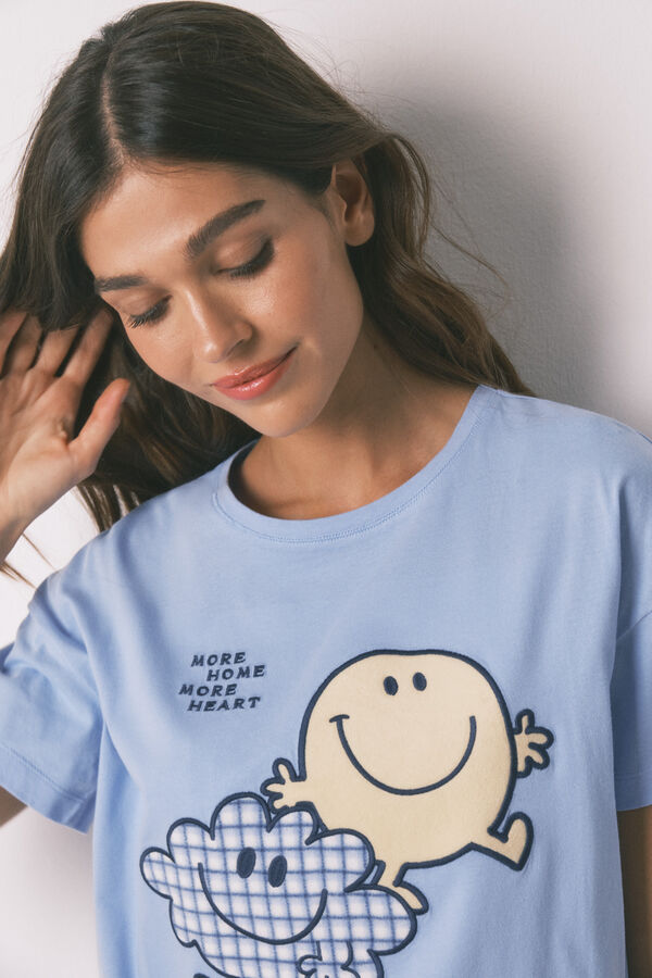 Women'secret Pijama larga de manga corta SmileyWorld&reg; azul