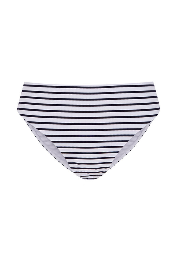 Womensecret Panty de bikini moldeador de cintura alta con rayas azul marino 